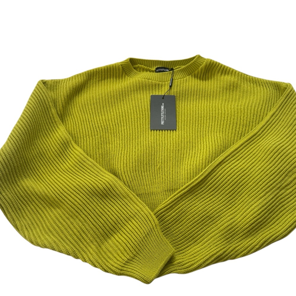 PrettyLittleThing Women's Cozy Green Cropped Knit Sweater - Size  L - New